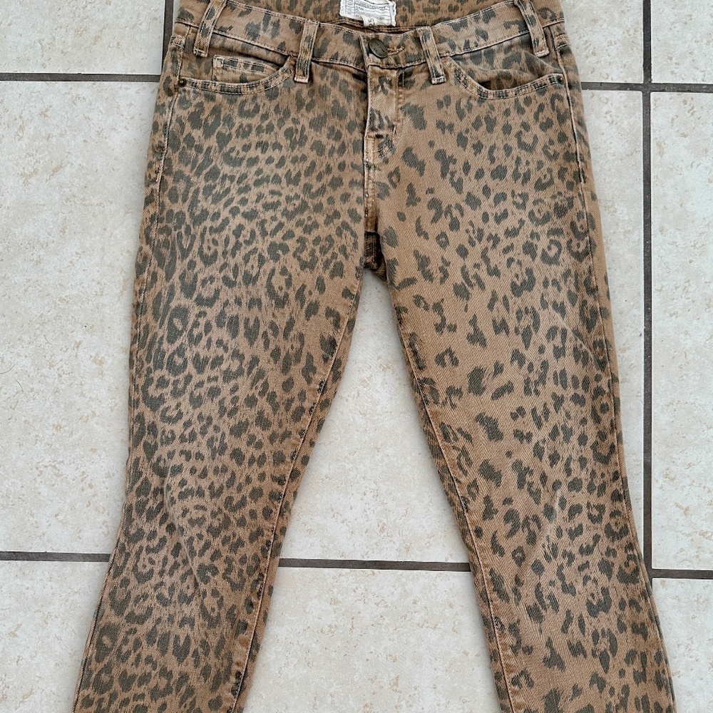 Current Elliot The Stiletto Camel,Leopard Print Jeans, SZ 25